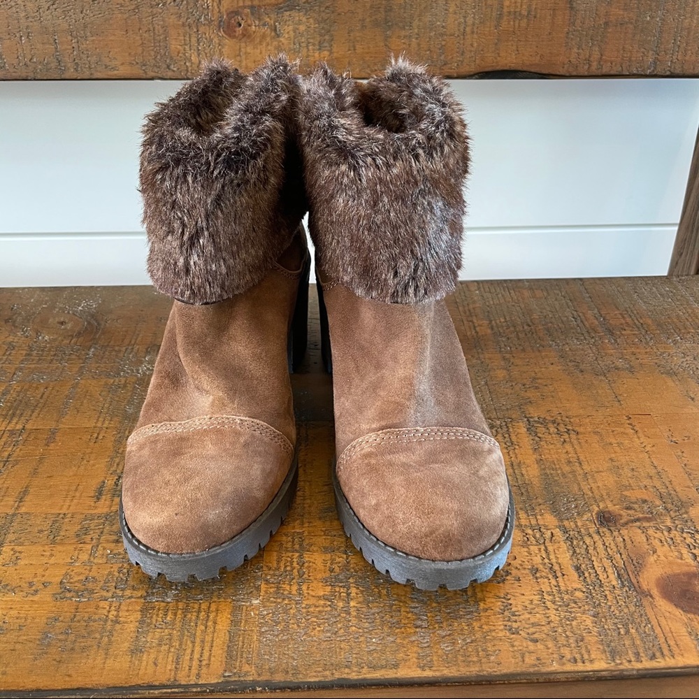 Lucky brand leather and fur boots